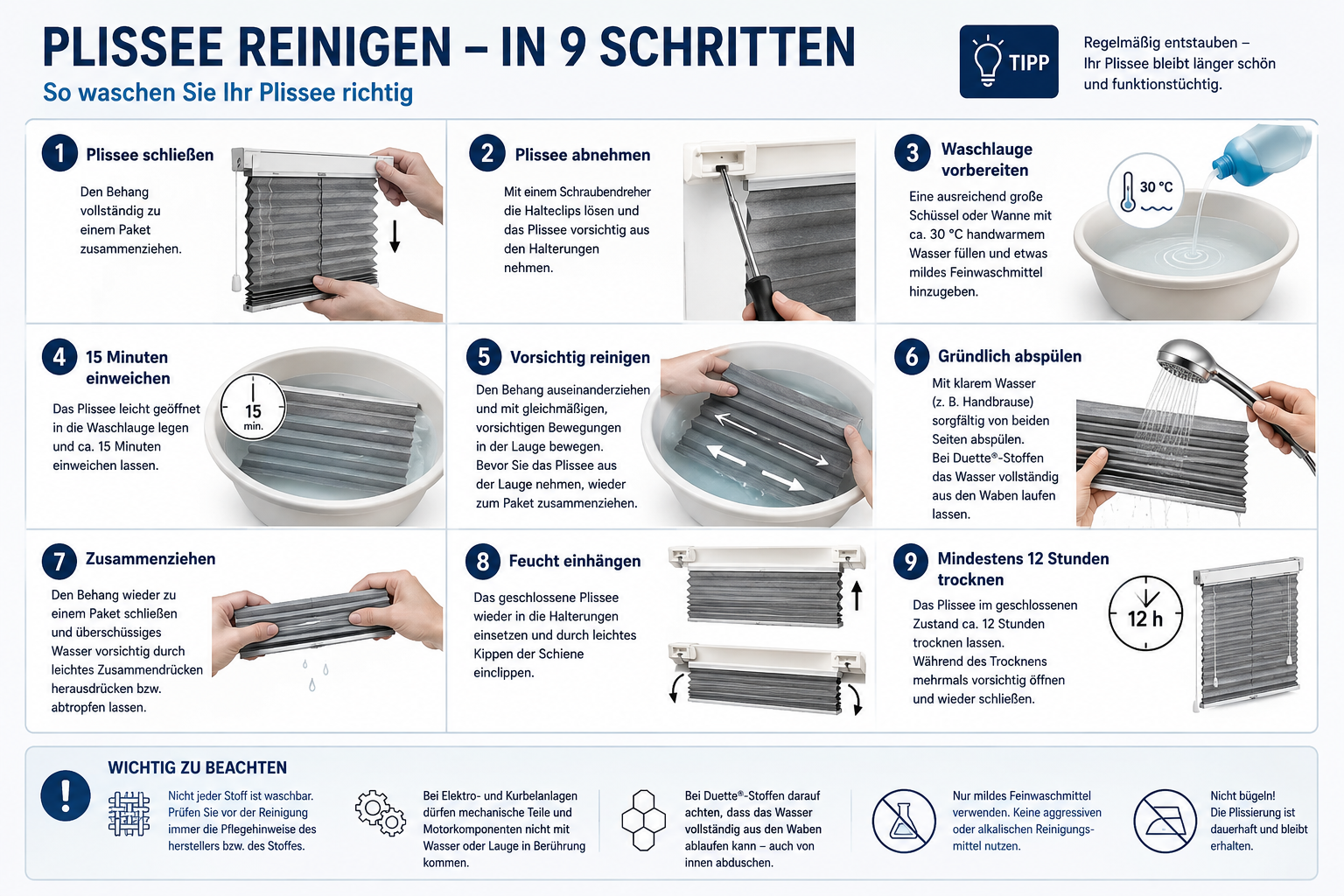Plissee reinigen – Anleitung vom Profi in 9 Schritten