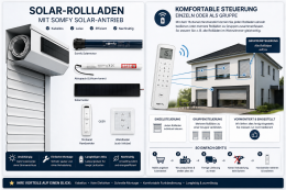 Moderne Solarrollläden nach Maß – Kabelloser Sonnenschutz mit Somfy Solar-Antrieb