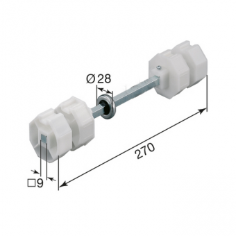 Rollladen Doppelwellenbolzen SW50 mit Kugellager Ø 28 mm 