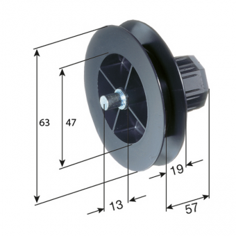 Rollladen Gurtscheibe Mini Ø 63 mm BK100 für SW40 mit Innenkapsel 