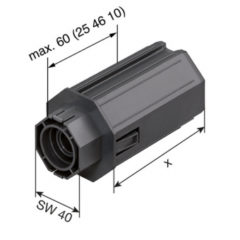 Rollladen Innenkapsel SW60 mit Anschlag für Mini-Gurtscheibe, Kugellager Ø 28 mm 
