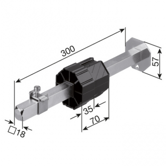 Rollladen Wellenbolzen SW60 mit 18 mm Vierkant für Abrollsicherung 