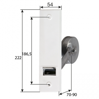 Einlassgurtwickler Maxi für 22 mm Rollladengurt – 5,3 m – Lochabstand 186 mm – Weiß 