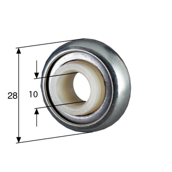 Artikelbild des Artikels “Kugellager 28 × 10 mm mit Nylon-Innenring und Bund “