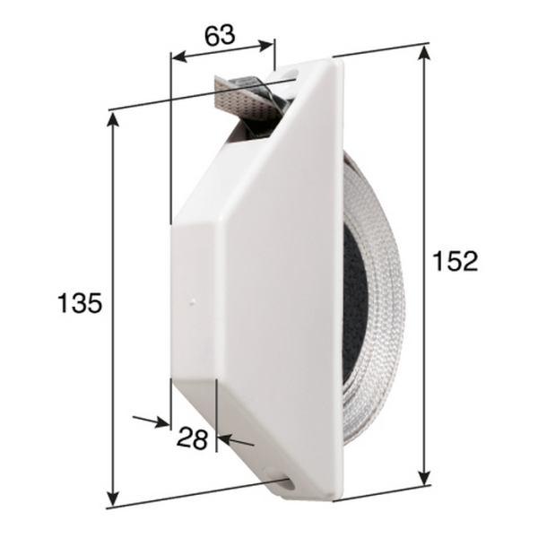 Artikelbild des Artikels “Gurtwickler Halbeinlass Mini für 14 mm Rollladengurt – ohne Gurt – Weiß “