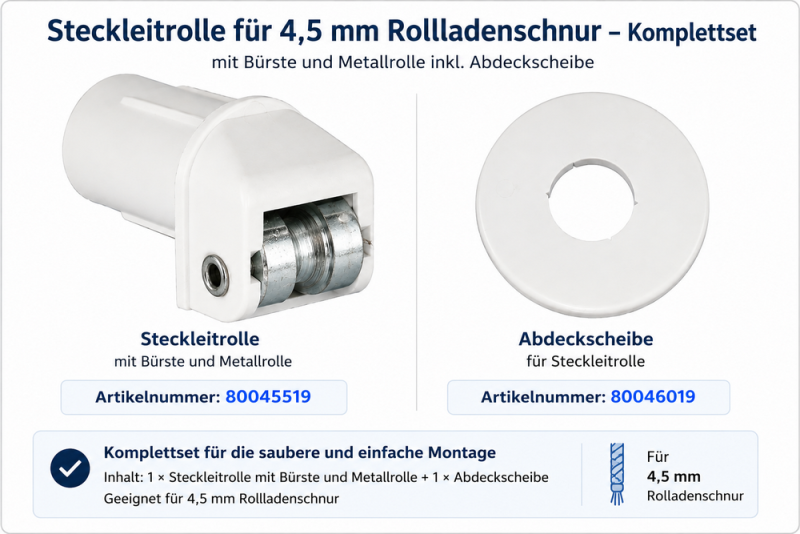 Artikelbild des Artikels “Steckleitrolle für 4,5 mm Rollladenschnur mit Bürste, Metallrolle und Abdeckscheibe “