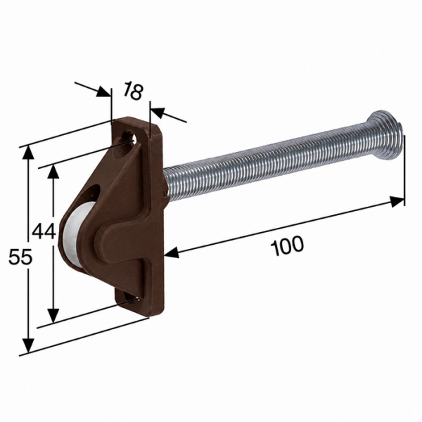 Artikelbild des Artikels “Schnurführung mit Spiralfeder 100 mm für Rollladenschnur – Braun “