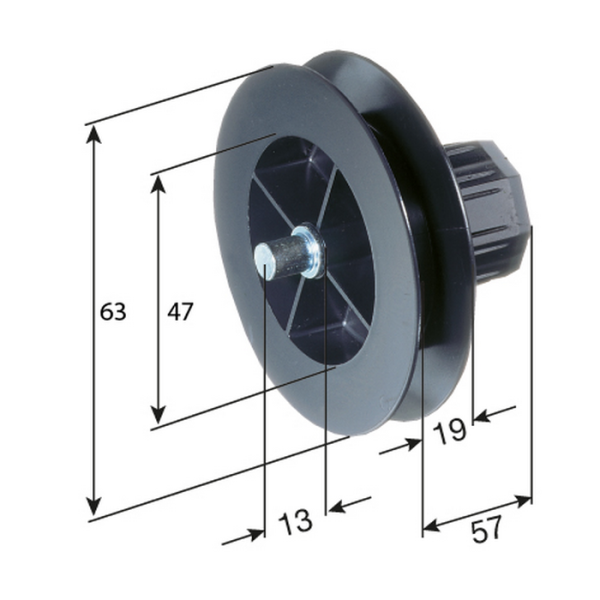 Artikelbild des Artikels “Rollladen Gurtscheibe Mini Ø 63 mm BK100 für SW40 mit Innenkapsel “