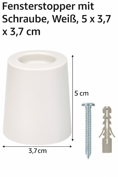 Artikelbild des Artikels “Fensterstopper mit Schraube – PVC-Gummi – Weiß, 5 × 3,7 × 3,7 cm – flexibel & rutschfest “