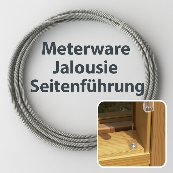 Artikelbild des Artikels “Stahlseil für Jalousie-Seitenführung – kunststoffummantelt, Meterware in 4 Stärken “
