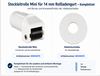 Steckleitrolle Mini für 14 mm Rollladengurt mit Bürste, Kunststoffrolle und Abdeckscheibe 