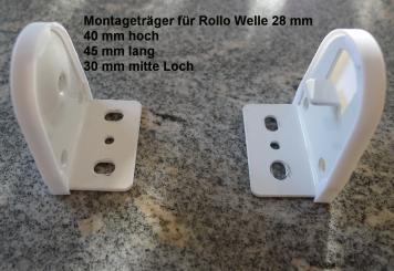 Montageträger für 28 mm Rollowelle – stabile Halterung zur Wand- oder Fensterflügelmontage 
