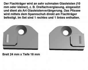 Glasleistenverlängerung für Plissee Typ 1615 & 1715 – Set Weiß 24×18 mm 