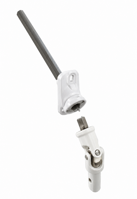 Artikelbild 1 des Artikels “Gelenklager 45 × 22 mm Magnetsystem – 7 mm Sechskantachse 320 mm – weiß “