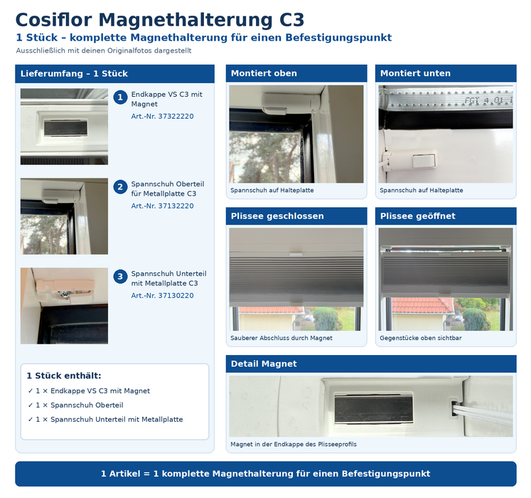 Artikelbild 1 des Artikels “Cosiflor Magnethalterung C3 komplett – für 1 Befestigungspunkt “